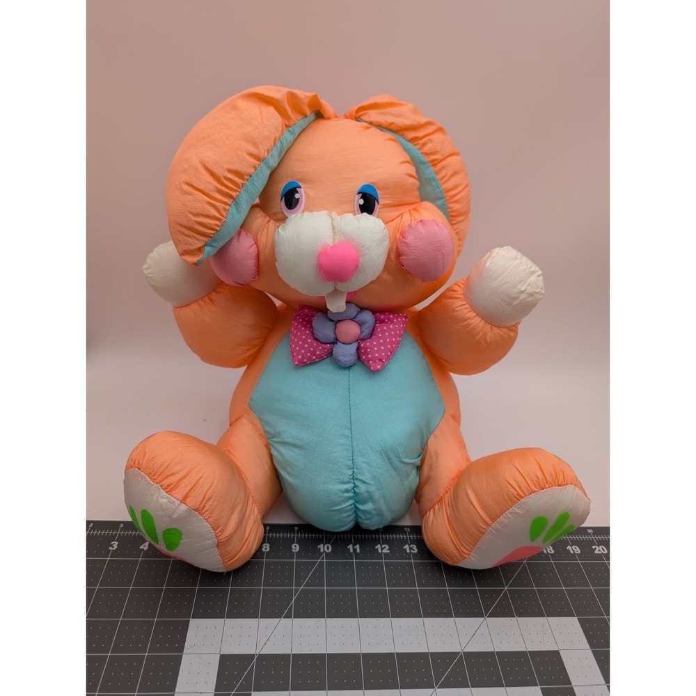 Dandee Easter Rabbit Plush Bunny Orange Nylon 16 Inch Stuffed Animal Toy